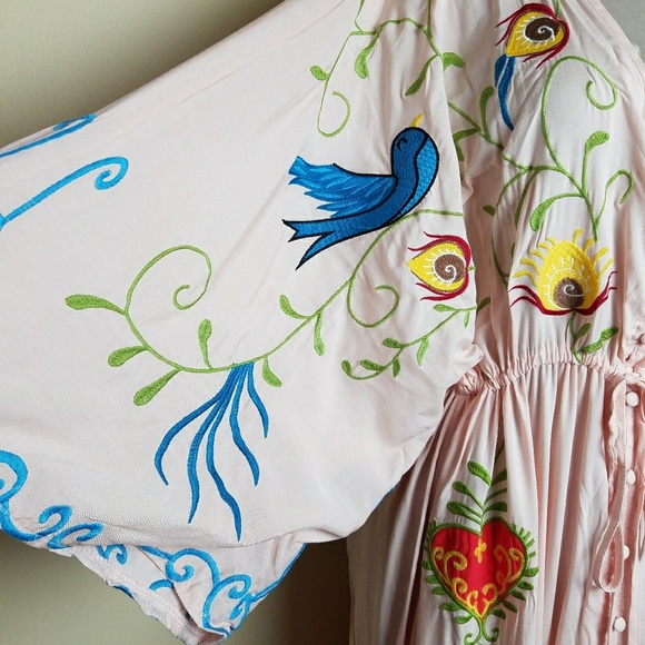 ONE LEFT Bohemian Embroidered Floral Duster Maxi - Picture 5 of 8